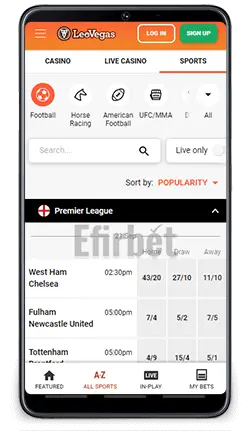 LeoVegas Android App Football Betting