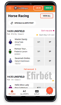 LeoVegas Android App Horse Racing