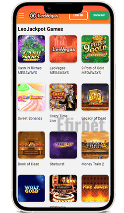 LeoVegas iOS App LeoJackpot Games