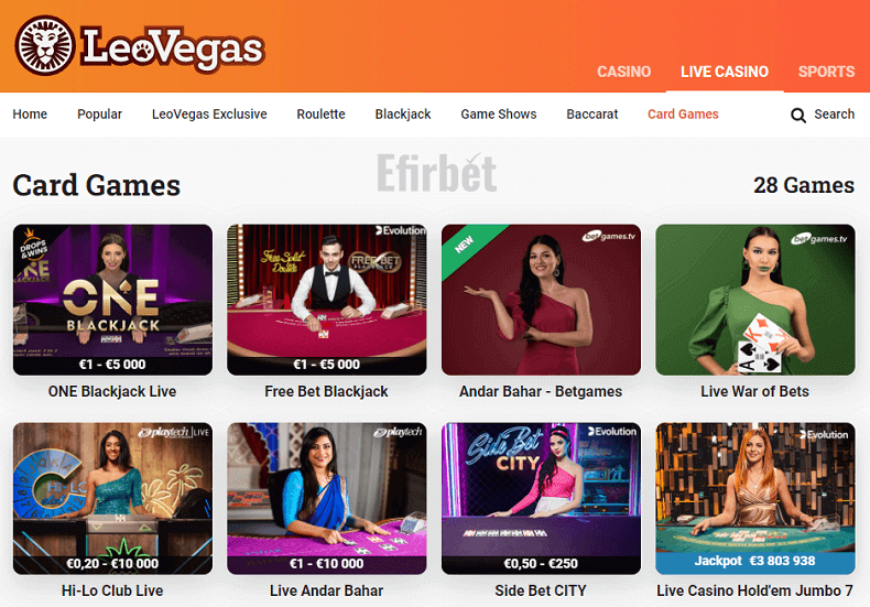 LeoVegas live card games