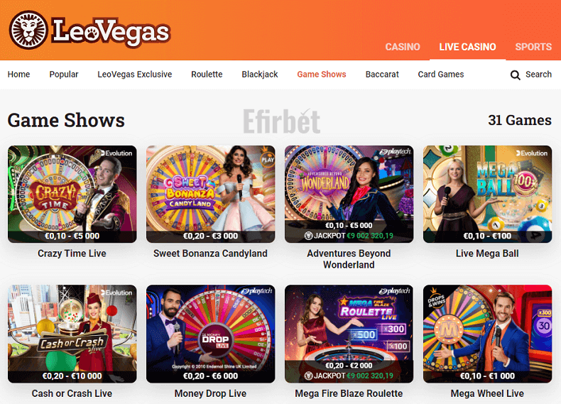 LeoVegas game shows