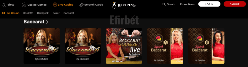 Lord Ping Casino Live Games
