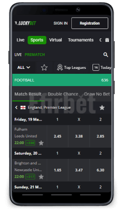LuckyBet mobile app for Android