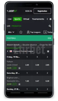LuckyBet mobile app for Android