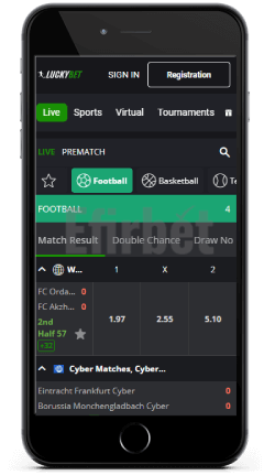 mobile app of LuckyBet for iOS
