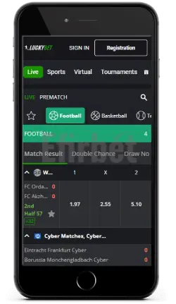 mobile app of LuckyBet for iOS
