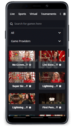 mobile live casino of LuckyBet for Android