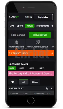 LuckyBet mobile virtual sports on iOS