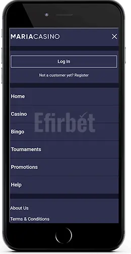 Maria casino mobile menu for iOS