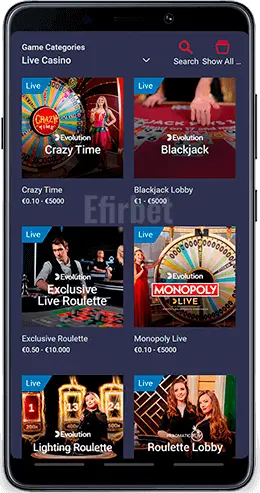 Maria mobile live casino app