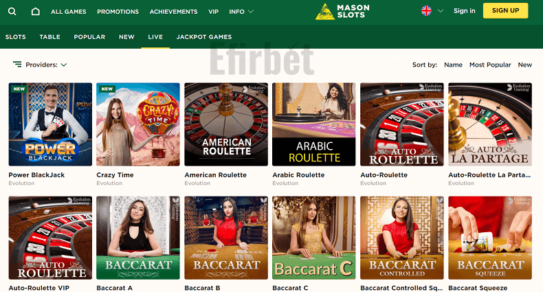 MasonSlots Live Casino