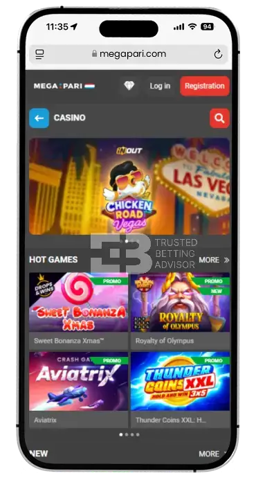Megapari App iOS Casino Games