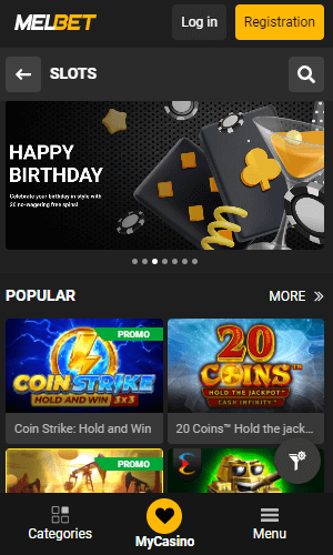 Melbet casino screenshot