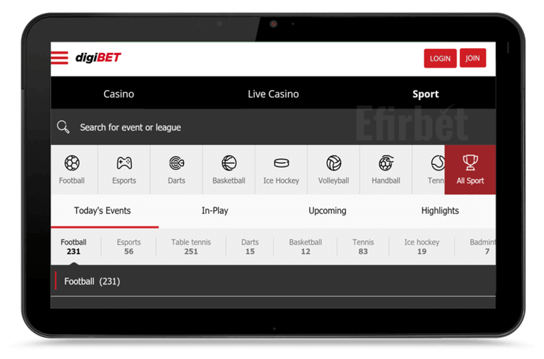 mobile site version of digibet