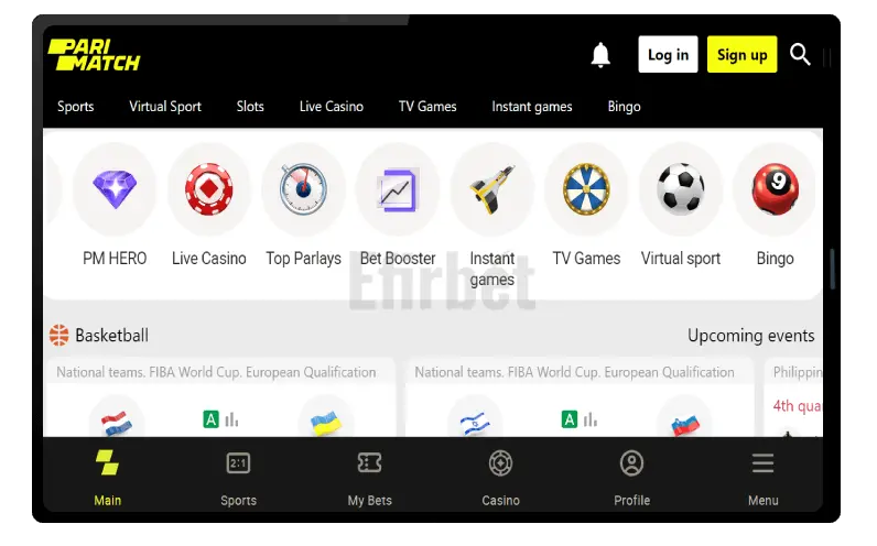 mobile site version of parimatch