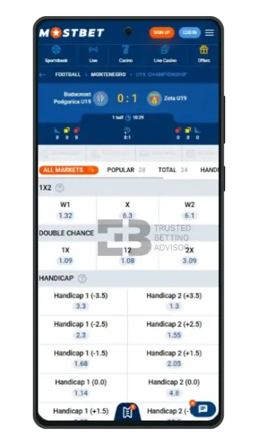mostbet apk live sports