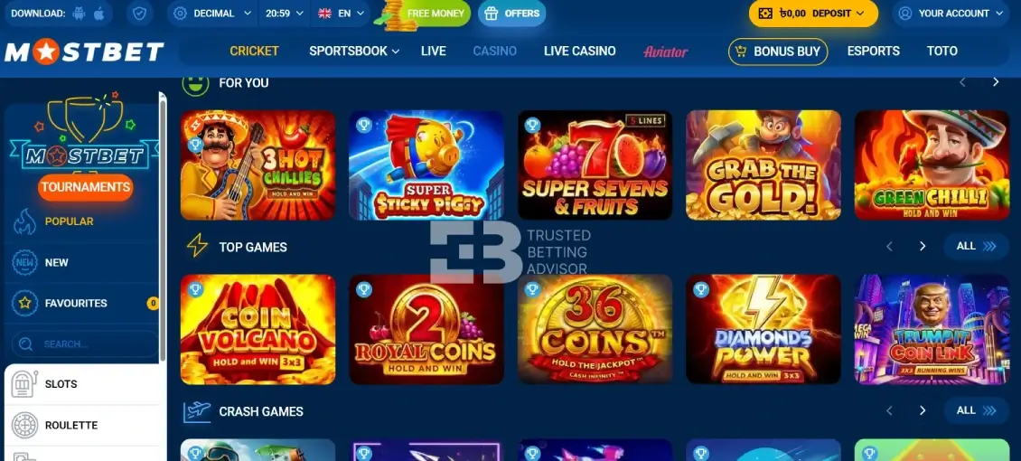 Mostbet casino games portfolio