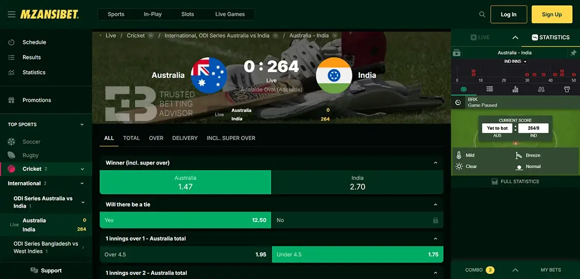 Mzansibet Live Betting