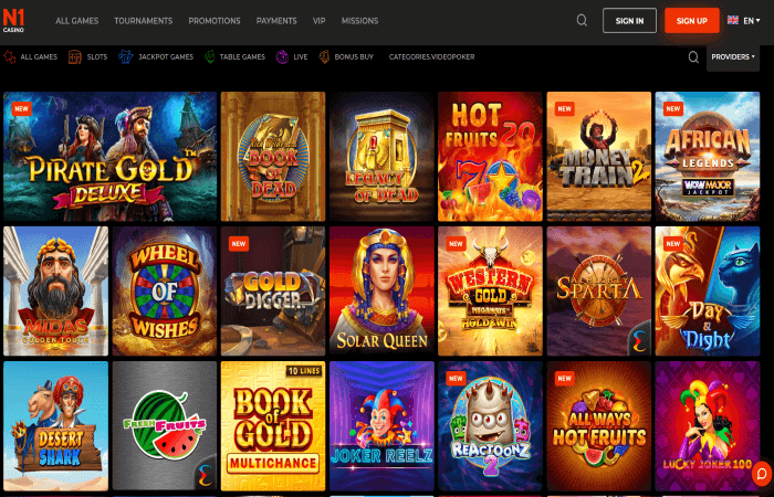 n1 casino desktop screenshot