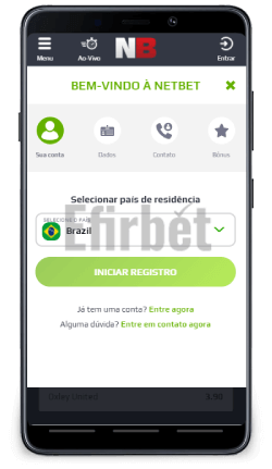 Registro móvel Netbet em Android
