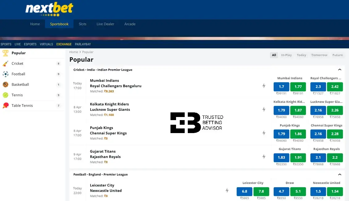 Nextbet betting exchange