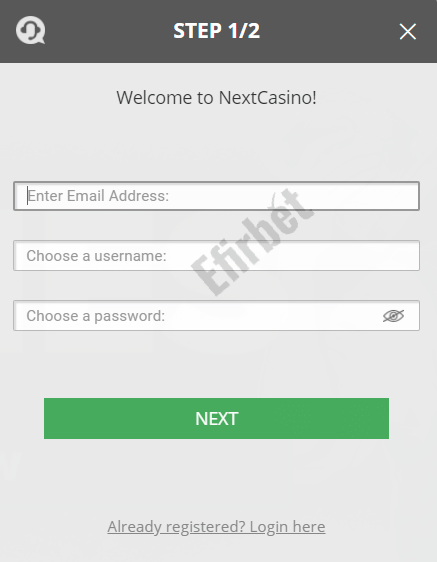 NextCasino Registration