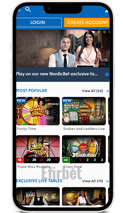 Nordicbet live casino for iOS