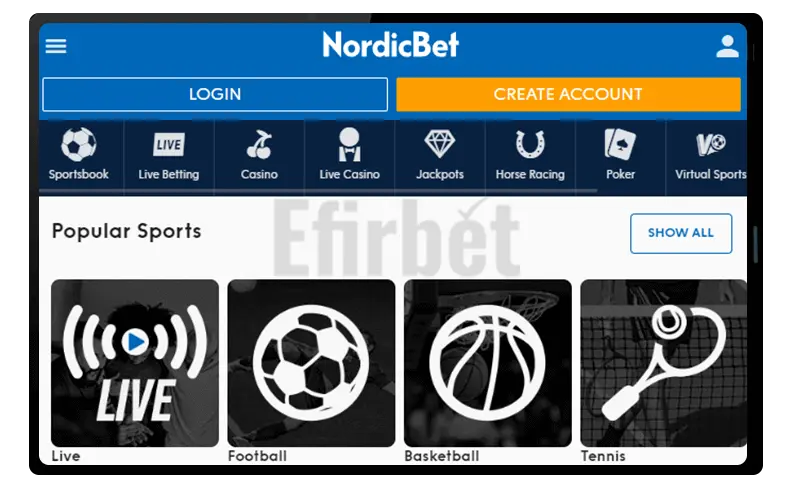 Nordicbet mobile version for tablet