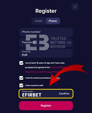 NV Casino Bonus Code Field