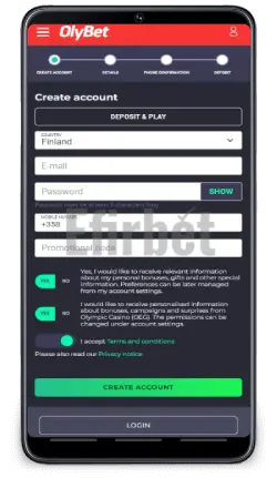 Olybet Mobile Version Registration