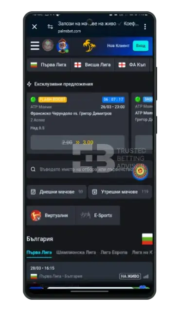 Palms bet app спортни залози