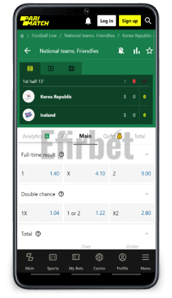 Parimatch android app live betting