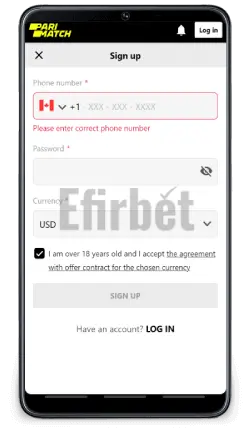 parimatch mobile registration