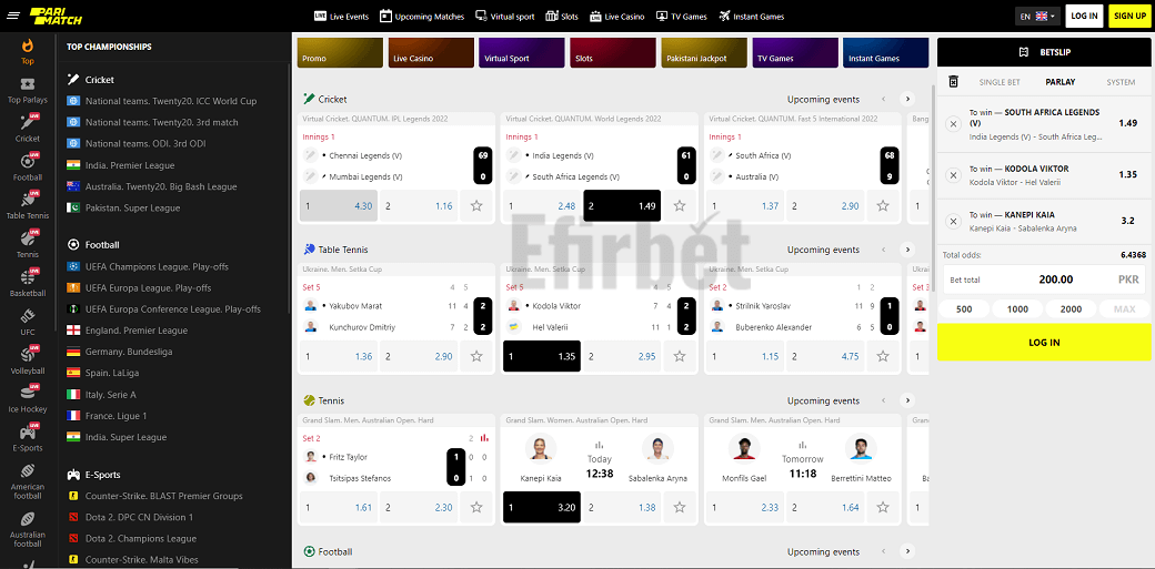 Parimatch Pakistan bookmaker