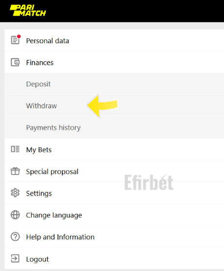 Parimatch withdrawal