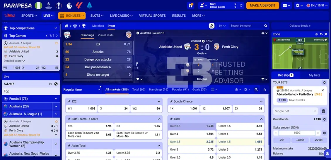 Paripesa Live Betting