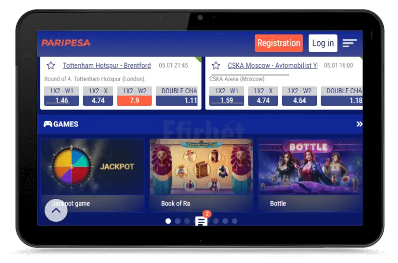Paripesa mobile site for tablets