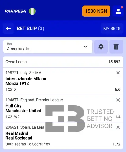 Paripesa Welcome Bonus Qualifying Betslip NG