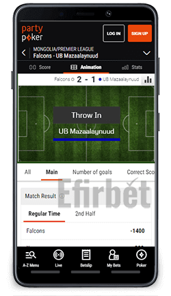 PartyPoker Android Football In-Play