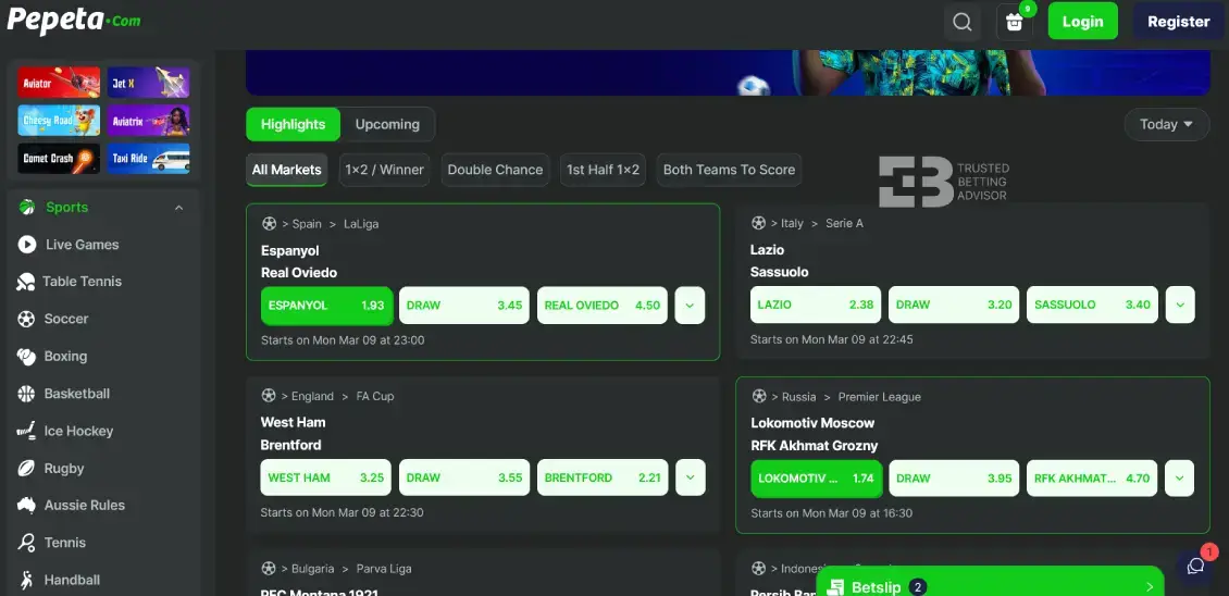 Pepeta bet home page