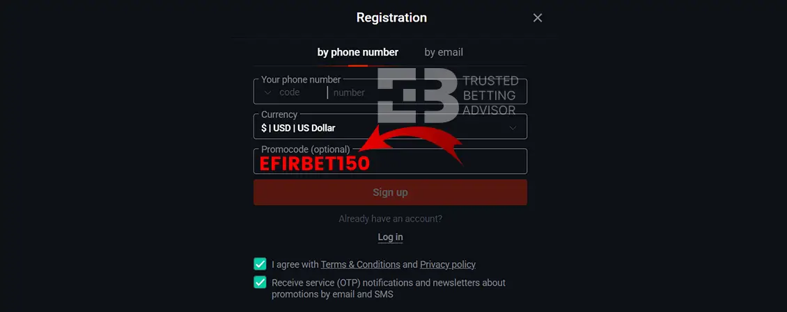 Pin-up Casino Registration Form