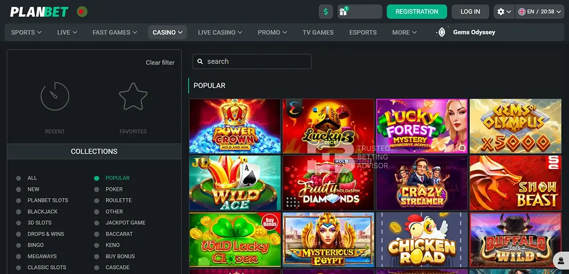 PlanBet Casino Games