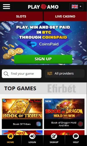 Playamo Mobile Casino Screenshot