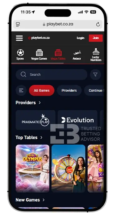 Playbet App iOS Live Casino