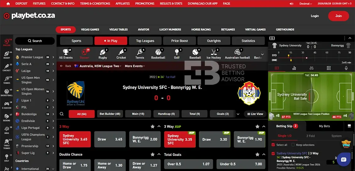 Playbet Live Betting