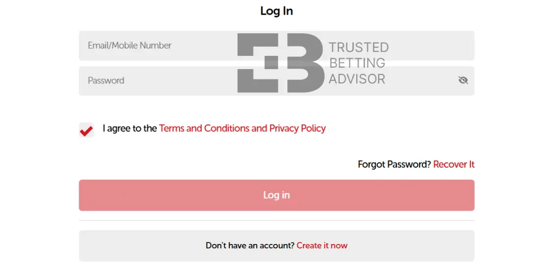 Playbet Login Form