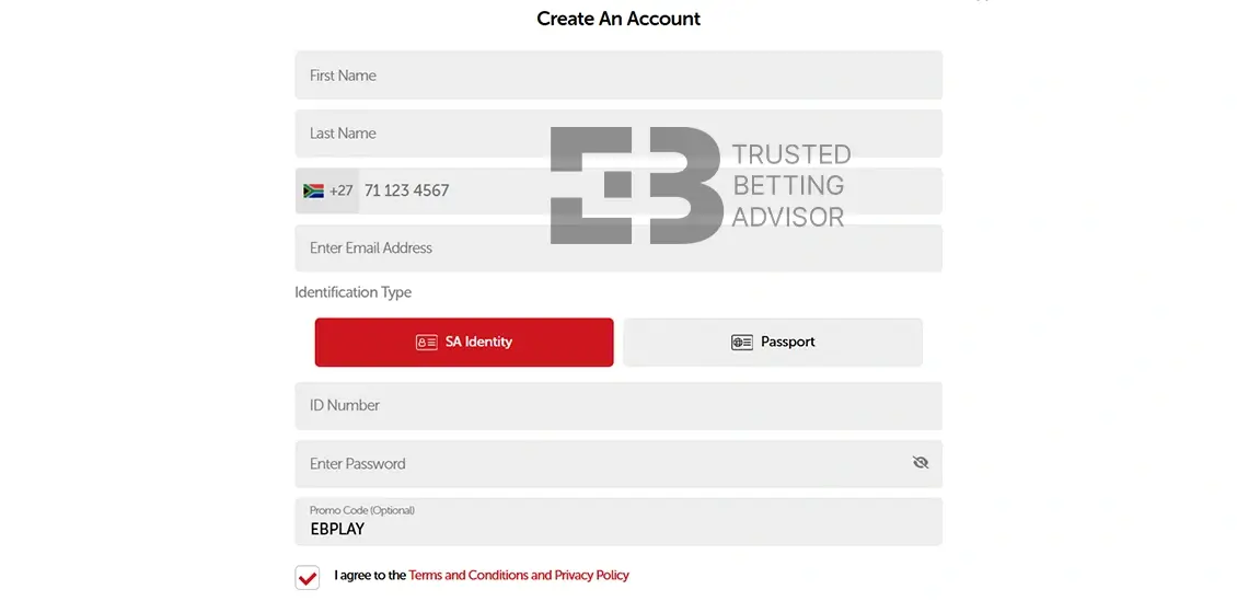 Playbet Registration Form