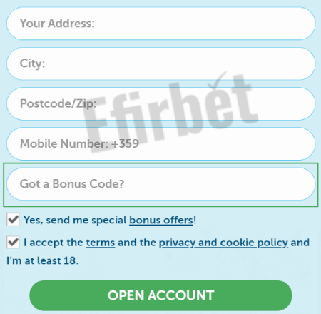 playfrank casino bonus code enter