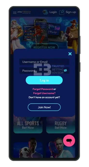 PlayTSOGO App Login Android