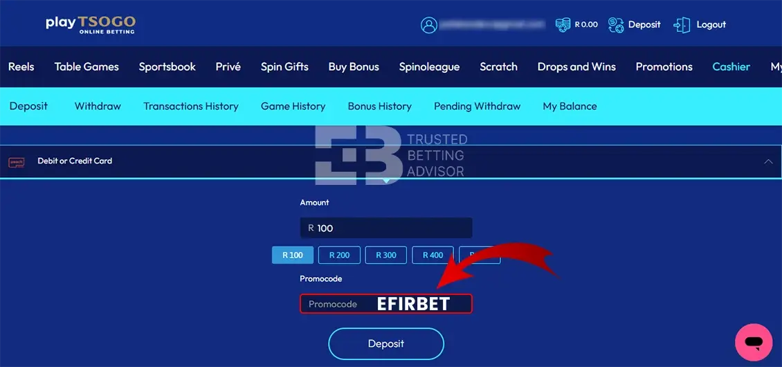 PlayTSOGO Promo Code Field